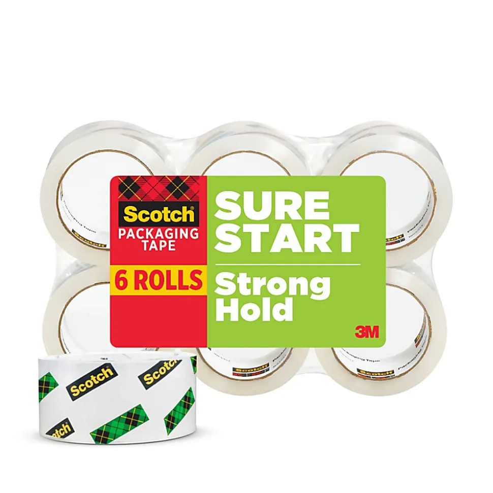 Scotch® Sure Start Shipping Tape, 1 7/8" x 43.7 Yd., Pack Of 6