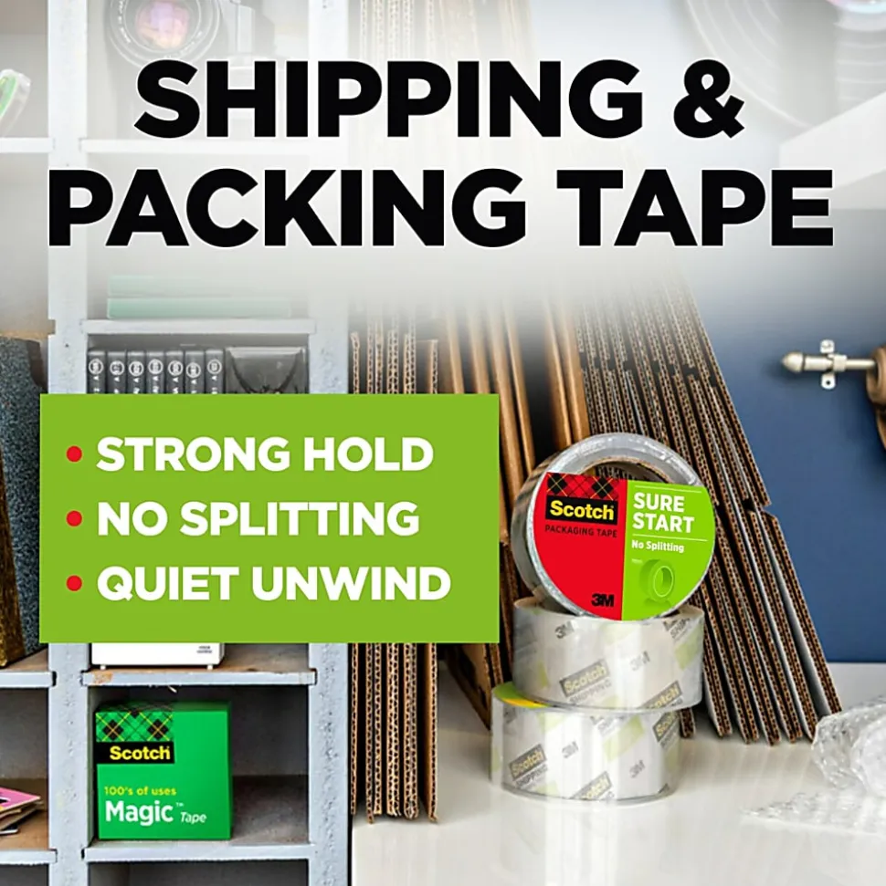 Scotch® Sure Start Shipping Tape, 1 7/8" x 43.7 Yd., Pack Of 6