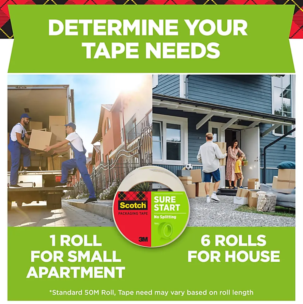 Scotch® Sure Start Shipping Tape, 1 7/8" x 43.7 Yd., Pack Of 6