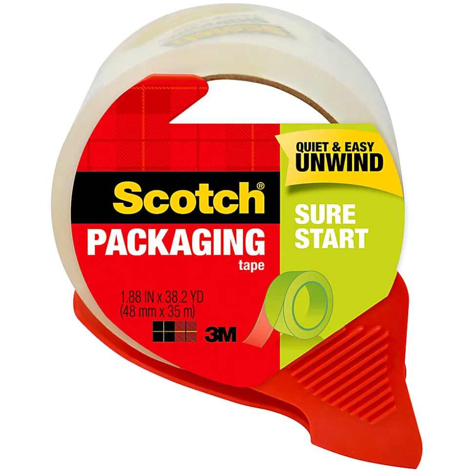 Scotch® Sure Start Shipping Tape With Dispenser, 1-7/8" x 38.2 Yd., Clear