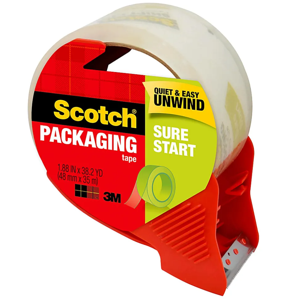 Scotch® Sure Start Shipping Tape With Dispenser, 1-7/8" x 38.2 Yd., Clear