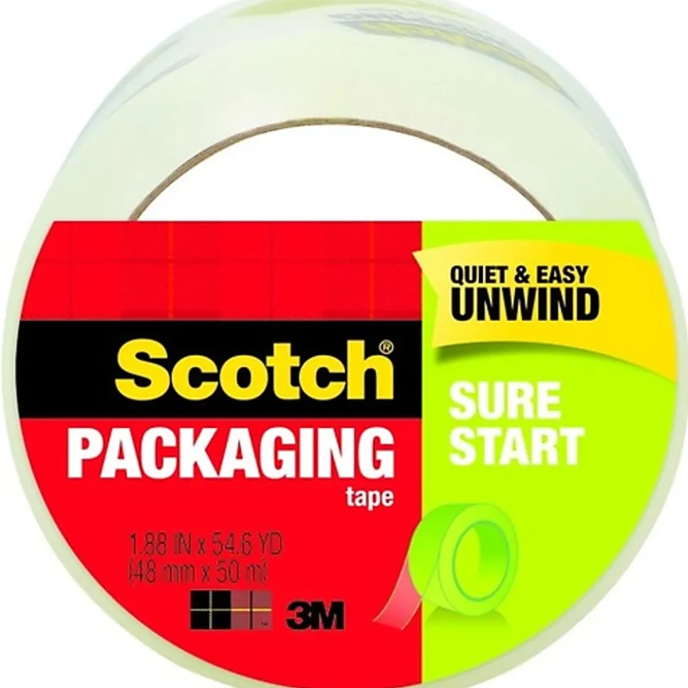 Scotch® Sure Start Shipping Tape With Dispenser, 1-7/8" x 38.2 Yd., Clear, Pack Of 2 Tapes