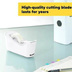 Scotch® Tape Dispenser, White, .75 in x 350 in, Roll of tape included