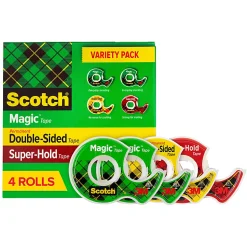 Scotch® Tape Variety Pack, 2 Magic Tape, 1 Double-Sided Tape, 1 Super Hold Tape, School Supplies and College Essentials for Students and Teachers
