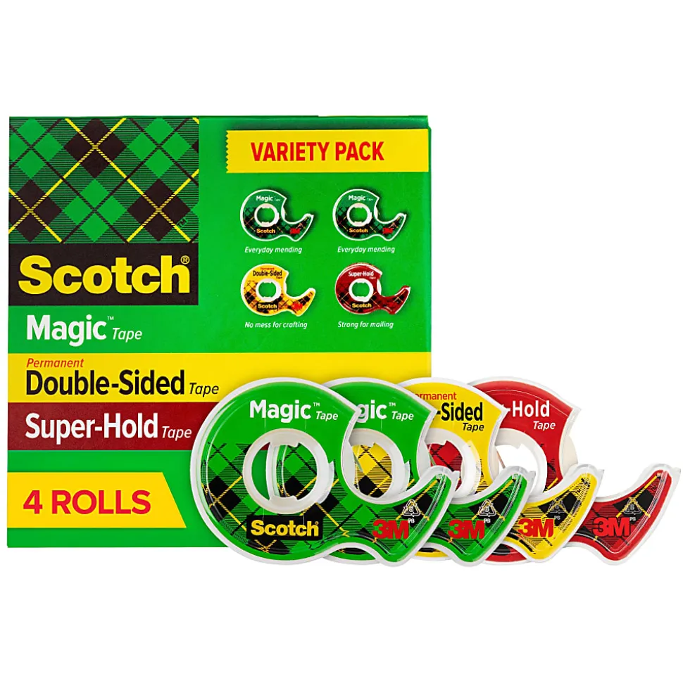 Scotch® Tape Variety Pack, 2 Magic Tape, 1 Double-Sided Tape, 1 Super Hold Tape, School Supplies and College Essentials for Students and Teachers