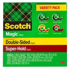 Scotch® Tape Variety Pack, 2 Magic Tape, 1 Double-Sided Tape, 1 Super Hold Tape, School Supplies and College Essentials for Students and Teachers