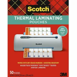 Scotch® Thermal Laminating Pouches, 8.9" x 11.4", 50 Laminating Sheets, Fits Letter Size, TP385450DE, 50/Pack