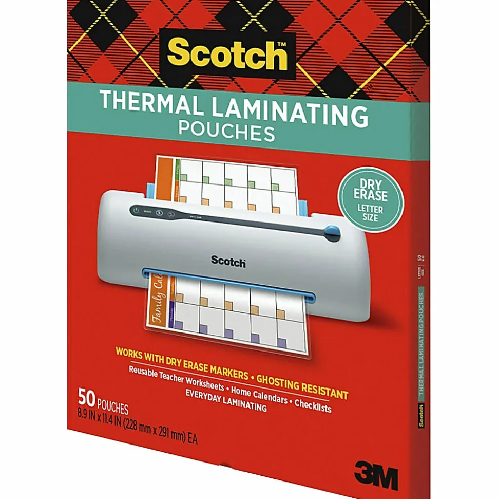 Scotch® Thermal Laminating Pouches, 8.9" x 11.4", 50 Laminating Sheets, Fits Letter Size, TP385450DE, 50/Pack