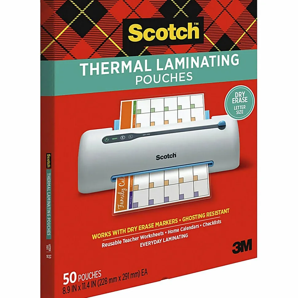 Scotch® Thermal Laminating Pouches, 8.9" x 11.4", 50 Laminating Sheets, Fits Letter Size, TP385450DE, 50/Pack