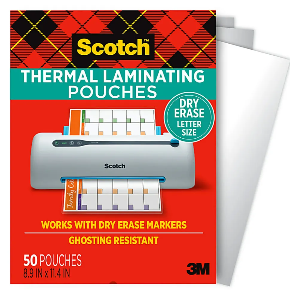 Scotch® Thermal Laminating Pouches, 8.9" x 11.4", 50 Laminating Sheets, Fits Letter Size, TP385450DE, 50/Pack