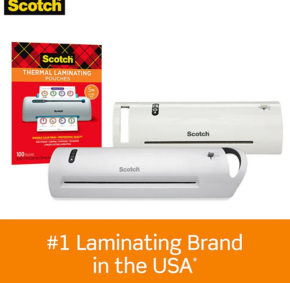 Scotch® Thermal Laminating Pouches, 8.9" x 11.4", 100 Laminating Sheets, 5 mil., Fits Letter Size, 100/Pack