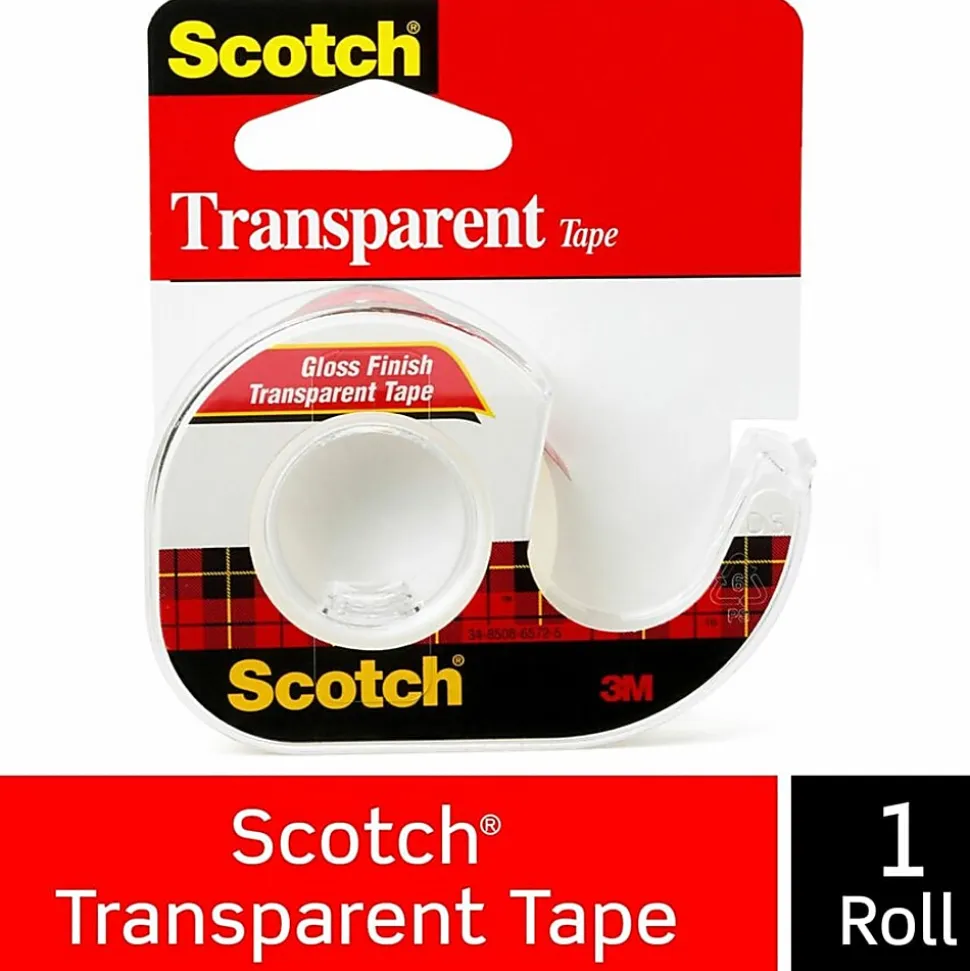 Scotch® Transparent Office Tape In Dispenser, 1/2" x 450", Clear