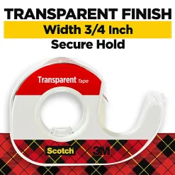 Scotch® Transparent Tape, 4 Tape Rolls with Dispensers, 3/4 in x 850 in, Home Office Supplies and School Supplies for College and Classrooms