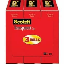 Scotch® Transparent Tape, 3 Tape Rolls, 3/4 in x 1000 in, Home Office Supplies and School Supplies for College and Classrooms