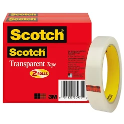 Scotch® Transparent Tape, 2 Tape Rolls, 3/4 in x 2592 in, Home Office Supplies and School Supplies for College and Classrooms