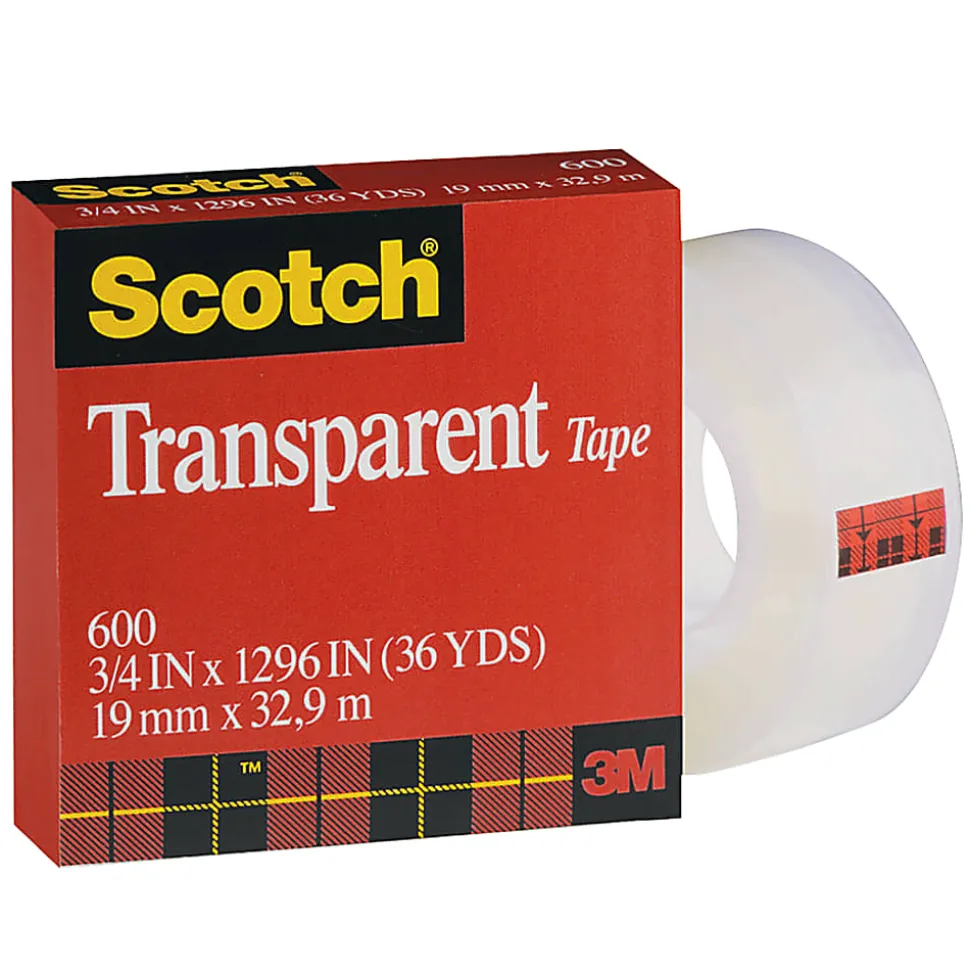 Scotch® Transparent Tape, 3/4" x 1,296", Clear