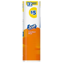 Scott ComfortPlus 1-Ply Toilet Paper, 1-1/8" x 1-1/8", 173 Sheets Per Roll, Pack Of 12 Rolls