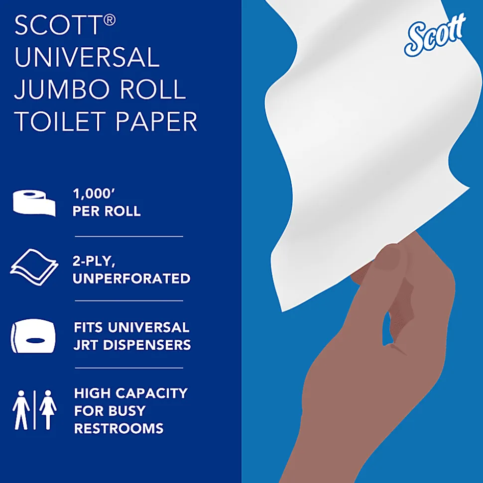 Scott® High-Capacity 2-Ply Jumbo Roll Toilet Paper, 25% Recycled, 1000' Per Roll, Pack Of 12 Rolls