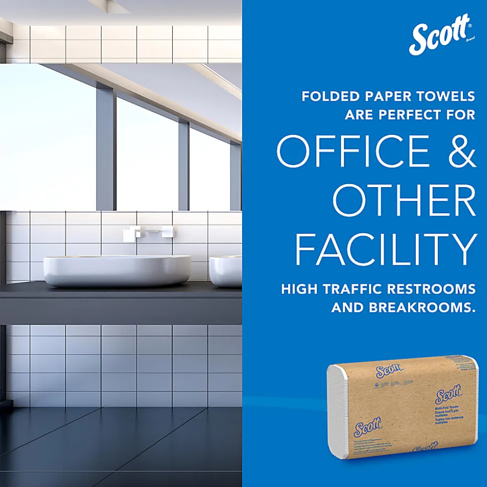 Scott® Multi-Fold 2-Ply Paper Towels, 250 Sheets Per Pack, Case Of 16 Packs