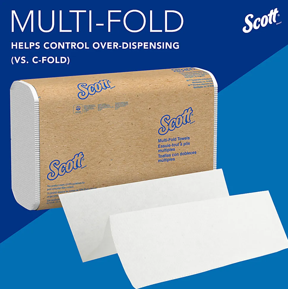 Scott® Multi-Fold 2-Ply Paper Towels, 250 Sheets Per Pack, Case Of 16 Packs