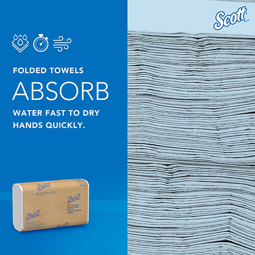 Scott® Multi-Fold 2-Ply Paper Towels, 250 Sheets Per Pack, Case Of 16 Packs