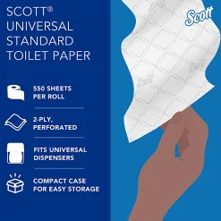 Scott® Professional 2-Ply Standard Roll Toilet Paper with Elevated Design, 100% Recycled, 550 Sheets Per Roll, Pack Of 20 Rolls
