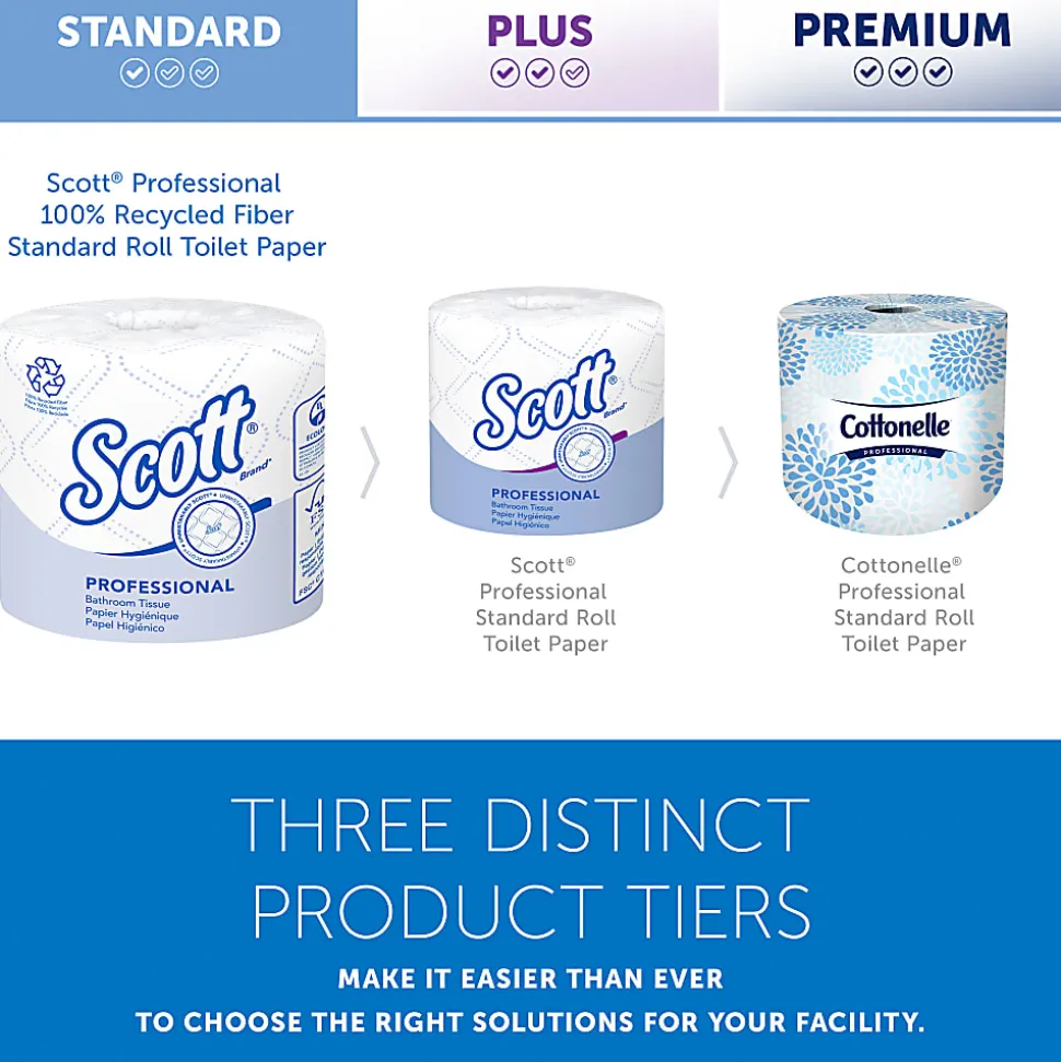 Scott® Professional 100% Recycled Fiber Standard Toilet Paper, Elevated Design, 2-Ply, Individually Wrapped, 473 Sheets Per Roll, Pack Of 80 Rolls