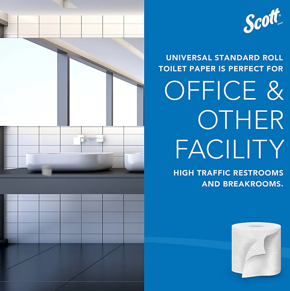 Scott® Professional 100% Recycled Fiber Standard Toilet Paper, Elevated Design, 2-Ply, Individually Wrapped, 473 Sheets Per Roll, Pack Of 80 Rolls