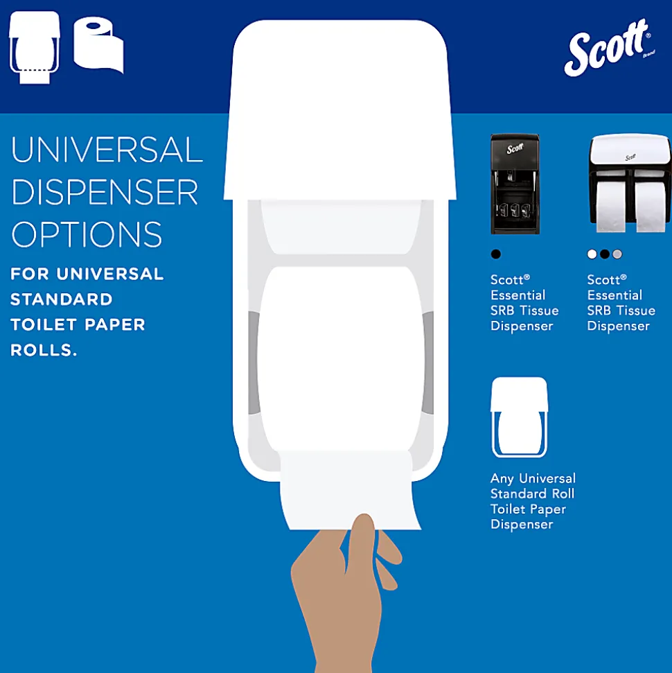 Scott® Professional 100% Recycled Fiber Standard Toilet Paper, Elevated Design, 2-Ply, Individually Wrapped, 473 Sheets Per Roll, Pack Of 80 Rolls