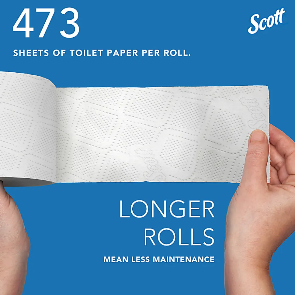Scott® Professional 100% Recycled Fiber Standard Toilet Paper, Elevated Design, 2-Ply, Individually Wrapped, 473 Sheets Per Roll, Pack Of 80 Rolls