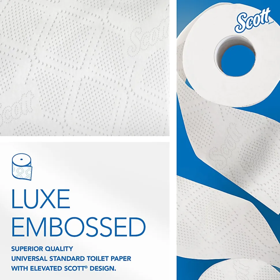 Scott® Professional 100% Recycled Fiber Standard Toilet Paper, Elevated Design, 2-Ply, Individually Wrapped, 473 Sheets Per Roll, Pack Of 80 Rolls