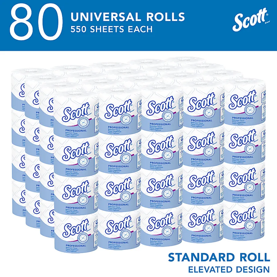 Scott® Professional Standard Roll 2-Ply Toilet Paper, 25% Recycled, 550 Sheets Per Roll, Pack Of 80 Rolls