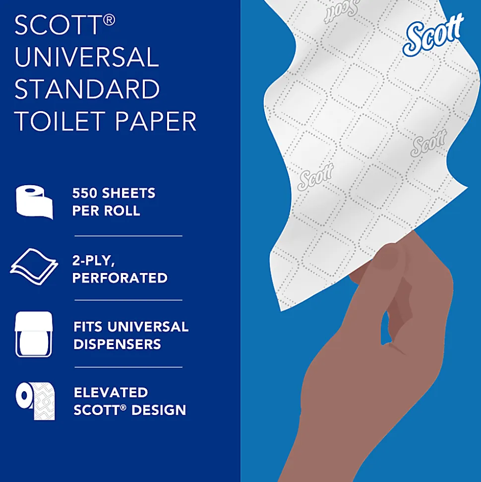 Scott® Professional Standard Roll 2-Ply Toilet Paper, 25% Recycled, 550 Sheets Per Roll, Pack Of 80 Rolls