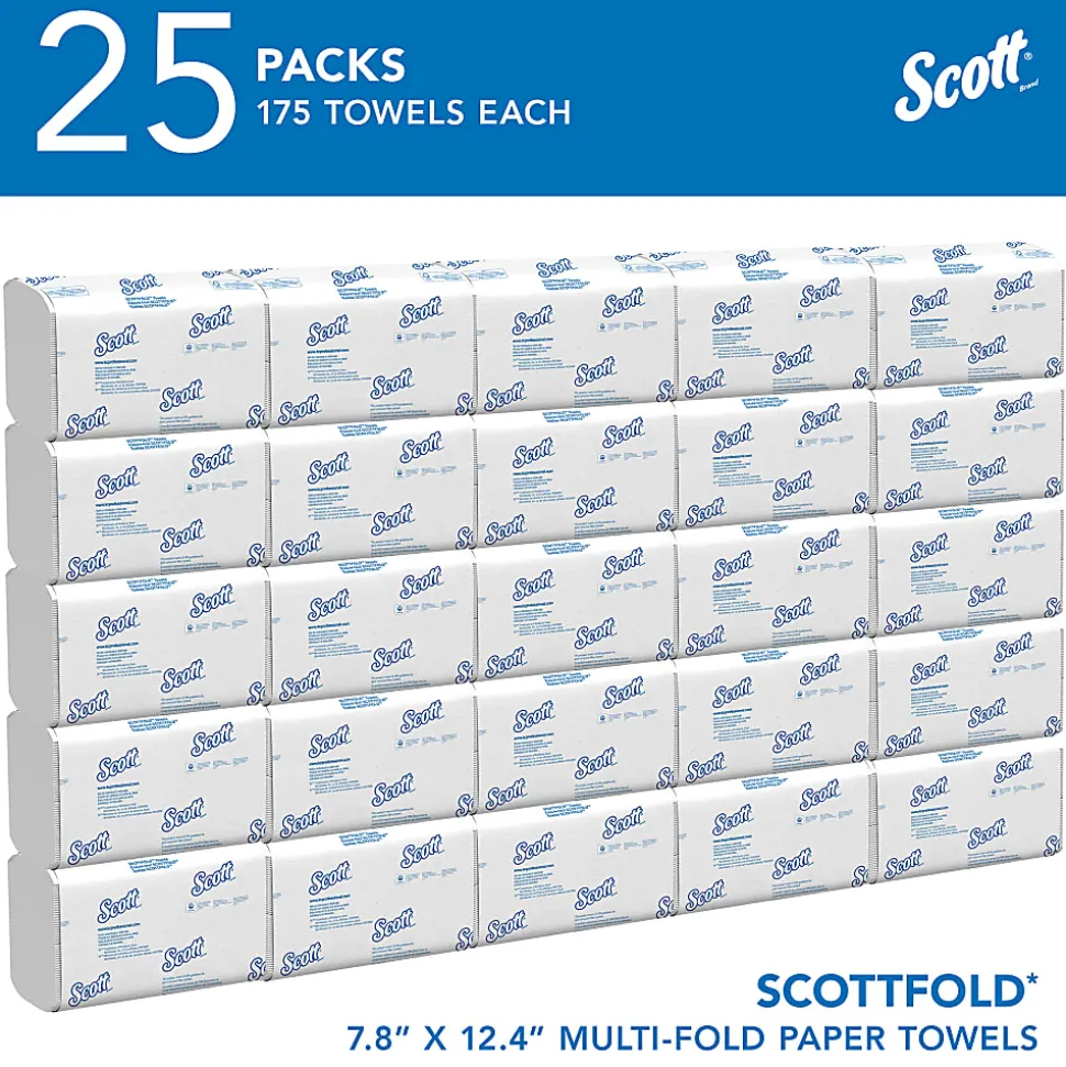 Scott® Pro Scottfold Multifold Paper Towels with Fast-Drying Absorbency Pockets, 175 Sheets Per Pack, 25 Packs Per Case
