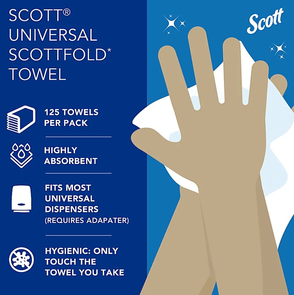Scott® Pro Scottfold Multifold Paper Towels with Fast-Drying Absorbency Pockets, 175 Sheets Per Pack, 25 Packs Per Case