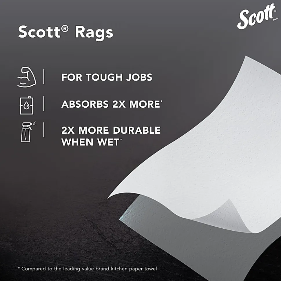 Scott® Rags In A Box, 9" x 12" Sheet Size, White, Box Of 200 Rags