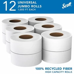 Scott 100% Recycled Fiber High-Capacity Jumbo Roll Toilet Paper - 2 Ply - 3.55