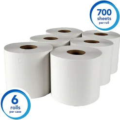 Scott® Roll Control® 1-Ply Center-Pull Paper Towels, 60% Recycled, 700 Sheets Per Roll, Pack Of 6 Rolls