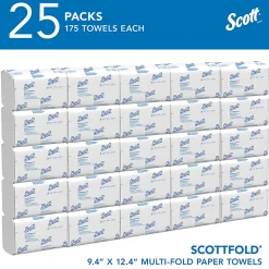 Scott® Scottfold™ Multi-Fold 1-Ply Paper Towels, 175 Sheets Per Pack, Case Of 25 Packs