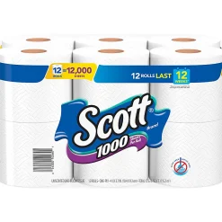 Scott® 1000 Toilet Paper, 1000 Sheets Per Roll, Pack Of 12 Rolls