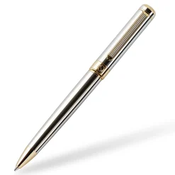 Scriveiner Classic Ballpoint Pen, Medium Point, 1.0 mm, Silver Chrome/Gold Barrel, Black Ink