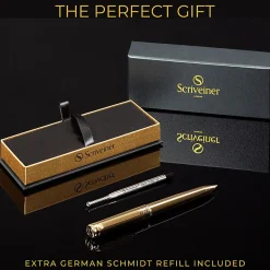Scriveiner Classic Ballpoint Pen, Medium Point, 1.0 mm, Gold Barrel, Black Ink