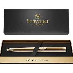 Scriveiner Classic Ballpoint Pen, Medium Point, 1.0 mm, Gold Barrel, Black Ink
