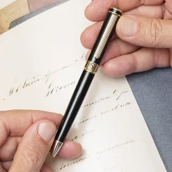Scriveiner Classic Ballpoint Pen, Medium Point, 1.0 mm, Black/Gold Barrel, Black Ink