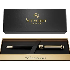 Scriveiner Classic Ballpoint Pen, Medium Point, 1.0 mm, Black/Gold Barrel, Black Ink