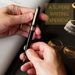 Scriveiner Classic Ballpoint Pen, Medium Point, 1.0 mm, Black/Gold Barrel, Black Ink
