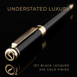 Scriveiner Classic Ballpoint Pen, Medium Point, 1.0 mm, Black/Gold Barrel, Black Ink