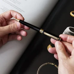 Scriveiner Classic Ballpoint Pen, Medium Point, 1.0 mm, Black/Gold Barrel, Black Ink