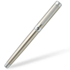 Scriveiner Classic Rollerball Pen, Medium Point, 0.7 mm, Steel/Silver Barrel, Black Ink