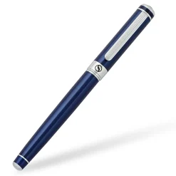 Scriveiner Classic Rollerball Pen, Medium Point, 0.7 mm, Midnight Blue/Silver Barrel, Black Ink
